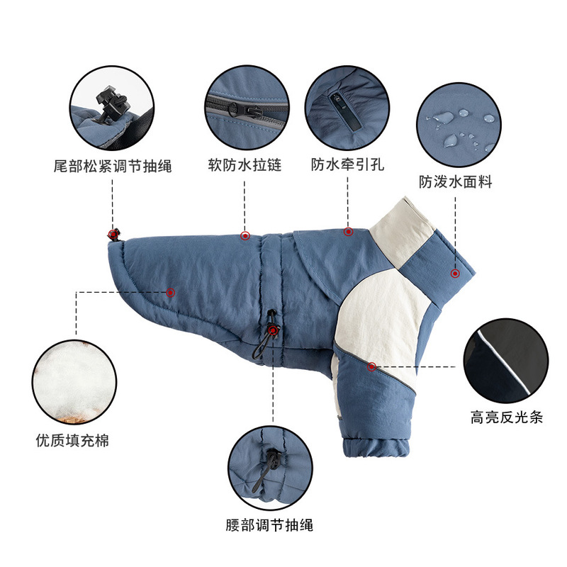 新款高能秋冬宠物保暖棉服拼色防寒狗狗衣服防风雪纳瑞比熊猎狐犬|undefined