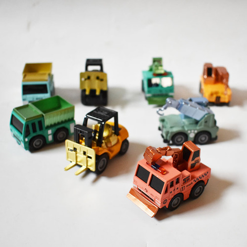Alloy Engineering Toy Truck Tipper Truck Forklift Hook Machine Excavator Q-version Construction Team Children's Pocket Bouncy Car