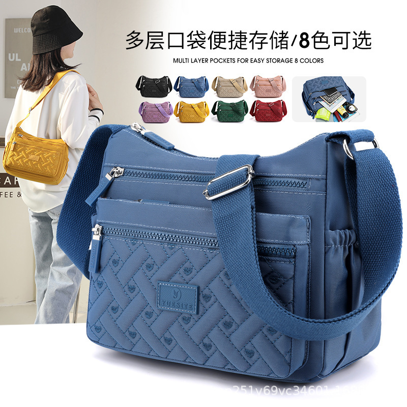 New Women's Bag Nylon Crossbody Bag Lightweight Large Capacity Embroidery Shoulder Bag Multi-Functional Middle-Aged Mother Bag New Women's Bag Nylon Crossbody Bag Lightweight Large Capacity Embroidery Shoulder Bag Multi-Functional Middle-Aged Mother Bag