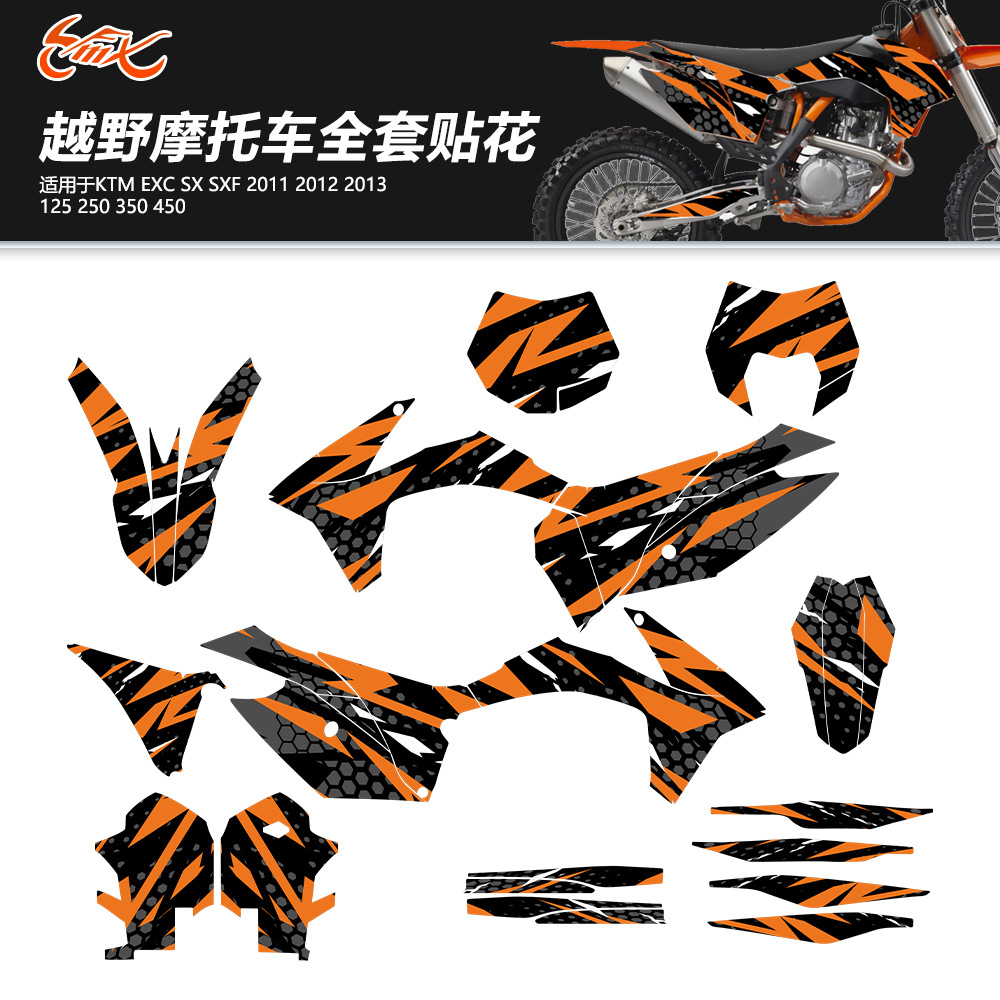 Aplicable a EXC EXC-F125 250 300 350 450 14 - 15 años Motocross Carcasa pegatina
