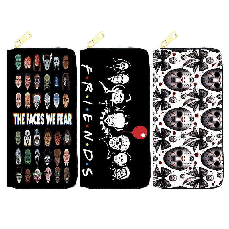 in stock European and American Horror Personality Series PU Wallet Women's Long Zipper Bag Single Pull Bag Cosmetic Bag Factory Yiwu in stock European and American Horror Personality Series PU Wallet Women's Long Zipper Bag Single Pull Bag Cosmetic Bag Factory Yiwu