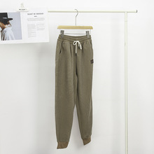 秋冬新款女加绒运动百搭宽松束脚哈伦大码妈妈装加厚休闲卫裤韩版