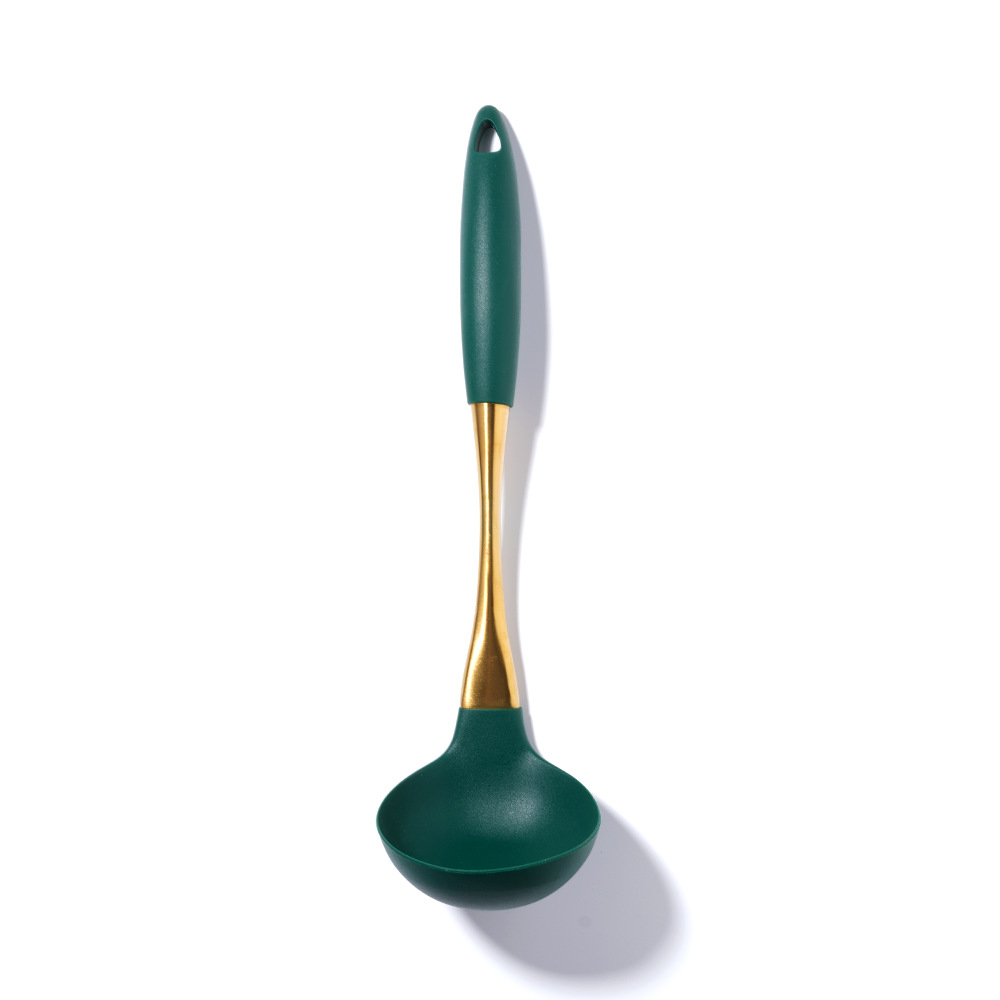 クロスボーダー金メッキハンドルシリコン調理器具304ステンレスシリコン調理器具8点セットキッチン調理スプーン工具