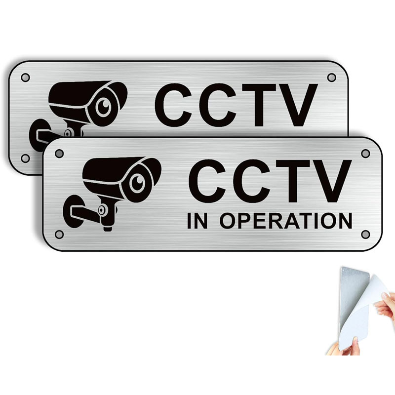 厂家供应现货亚马逊外贸铝合金监控牌丝印金属标牌拉丝警示牌批发