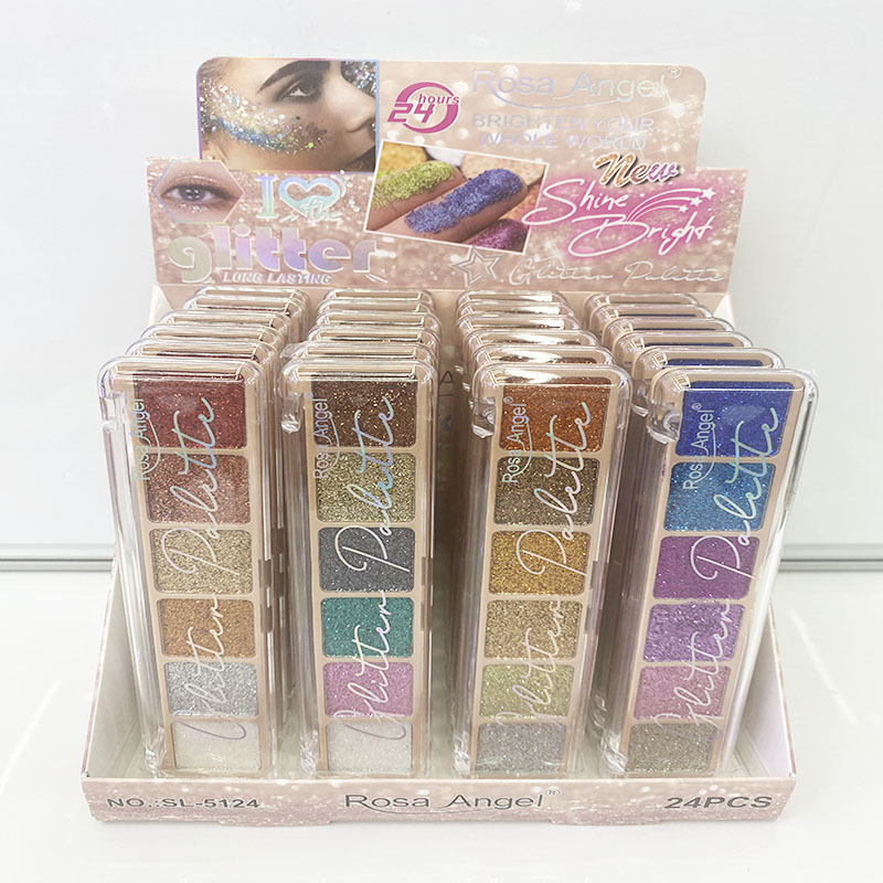 Transfronterizo nuevo Rosa Angel12 color multicolor pequeñas lentejuelas brillo polvo sombra de ojos etapa maquillaje fino flash maquillaje al por mayor