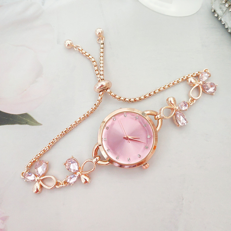 Korean Style Floral Telescopic Rope Quartz Women's Watches display picture 5