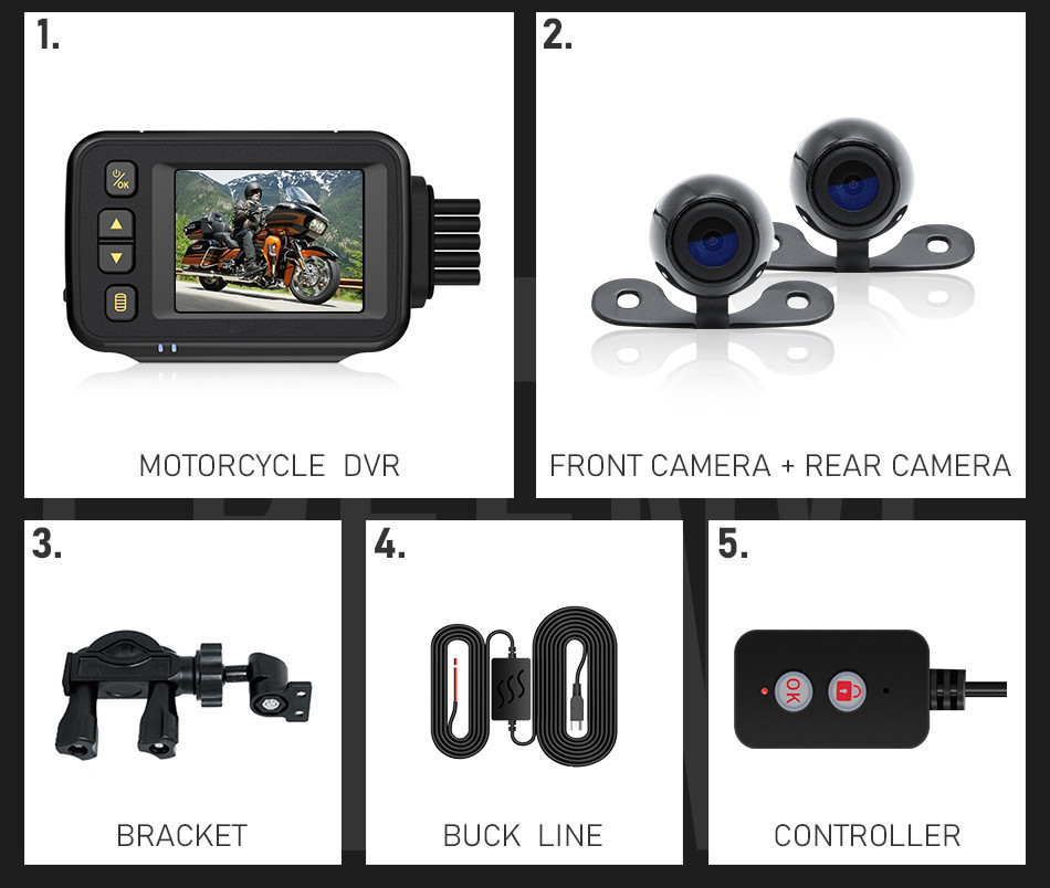 Motorcycle Recorder, Fully Waterproof, High-Definition Dual Recording Front and Rear, 3inch Screen, One-Key Lock, Motorcycle Travel Recorder