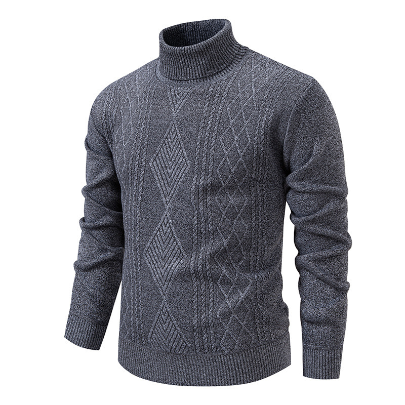 Cross-Border Autumn and Winter Men's Turtleneck Sweater Middle-Aged Dad's Velvet Thickened Sweater Casual Warm Base Knitwear