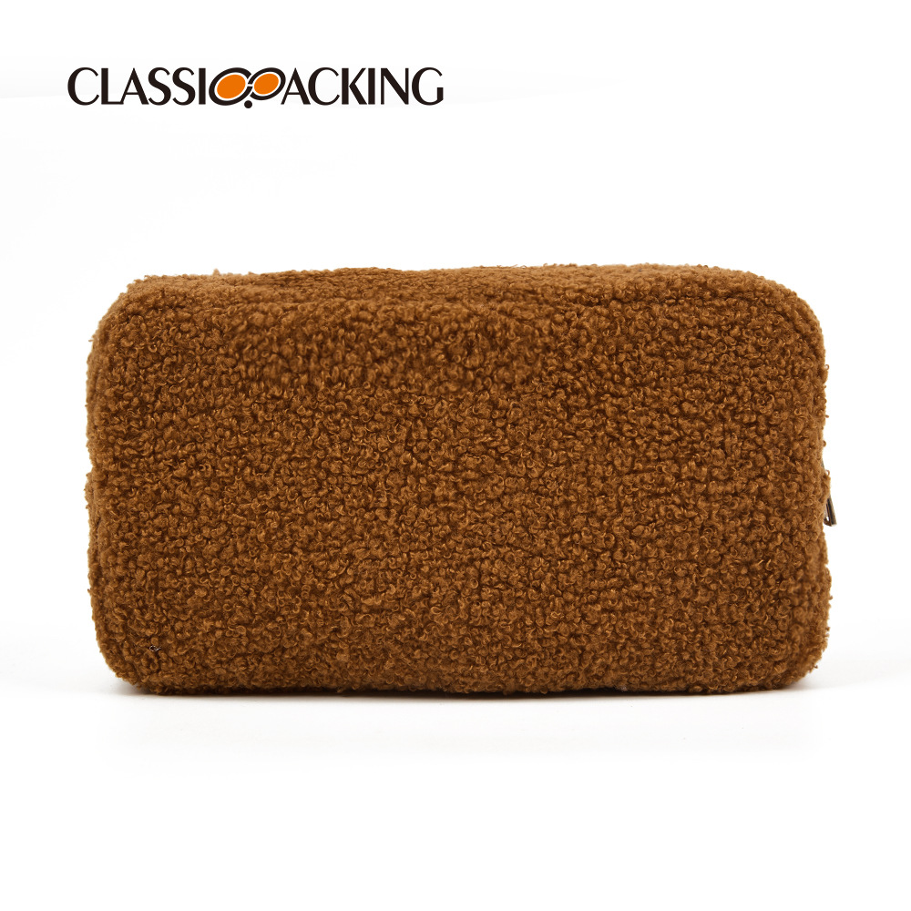Otoño e Invierno de color sólido bolsa de terciopelo de peluche de gran capacidad suministros para el cuidado de la piel bolsa de almacenamiento portátil de viaje bolsa de felpa bolsa de cosméticos simple
