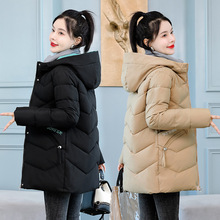 棉衣女 022冬季新款韓版修身連帽中長款羽絨棉服大碼加厚棉襖外套