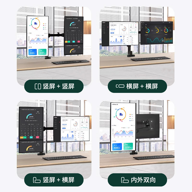 Spot transfronterizo Soporte de monitor multipantalla giratorio Soporte de computadora de escritorio ajustable de elevación Bandeja para portátil