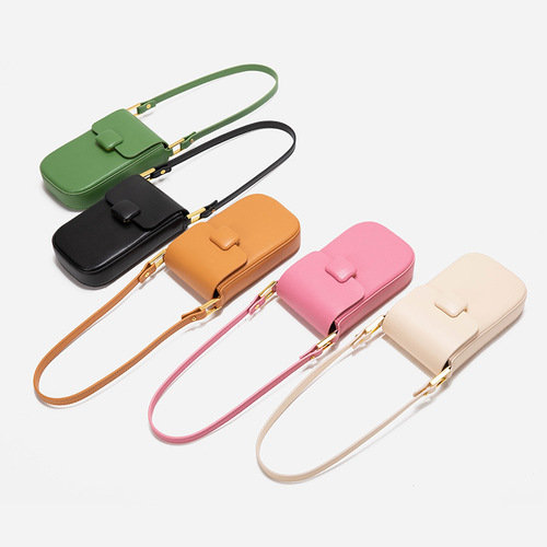 Mobile phone bag niche design fashionable texture mini crossbody bag handbag bag candy color bag niche