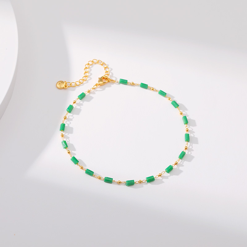 Fashion Geometric Copper Inlay Artificial Gemstones 18K Gold Plated Womenu0027S Anklet