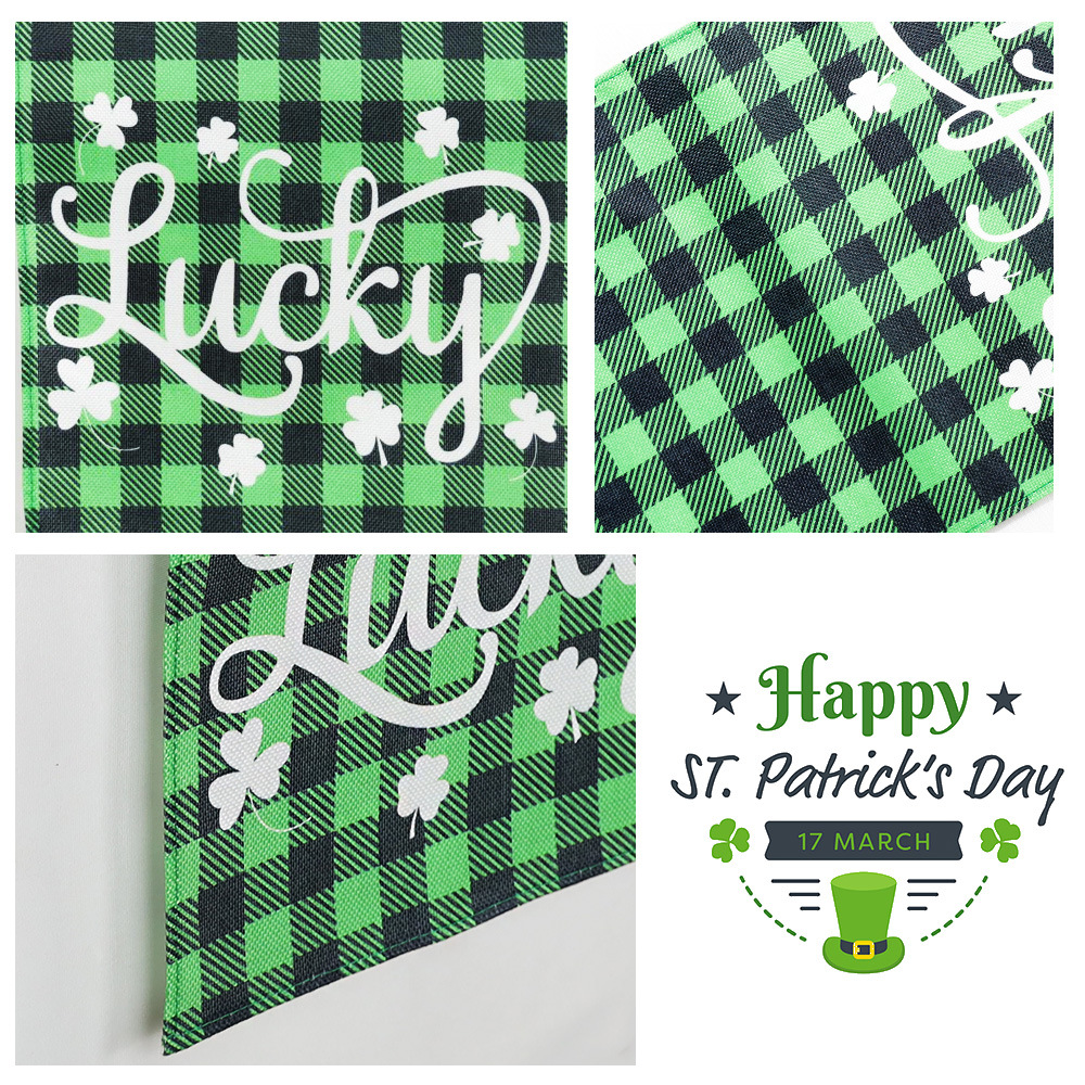 Nuevo cross-border St. Patrick Festival Garden Flag lino nórdico decoración de patio al aire libre bandera hoja verde manteles de mesa para el hogar al por mayor