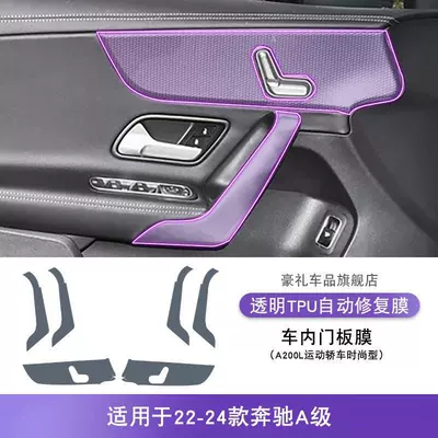 Car interior film, 2019-2025 Mercedes-Benz A-Class center console - 22-24-mercedes-benz-a-class-a200l-sport-sedan-fashion-model-interior-door-panel-film-tpu