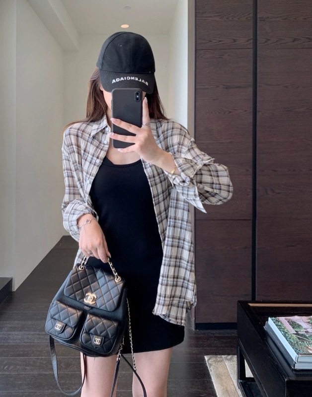 慵懒时髦oversize宽松藏肉显瘦格子衬衫薄款上衣女夏百搭休闲衬衣|undefined