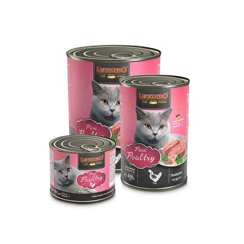 Корм для кошек Leonardo Xiao Li Zi, Германия, 200 г, для взрослых и молодых кошек, влажный корм, свежее мясо, питательный консервированный корм для кошек