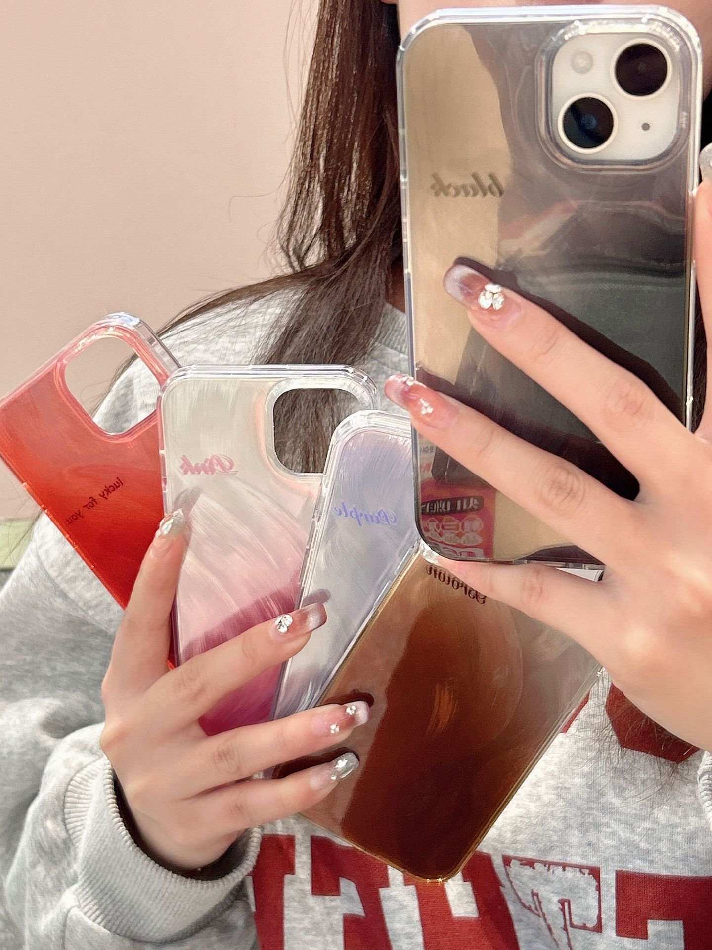 Hanfeng Feather Yarn Gradient iPhone14Pro Niche 13Pro  12Pro Phone Case 15Pro Max_voghion.com