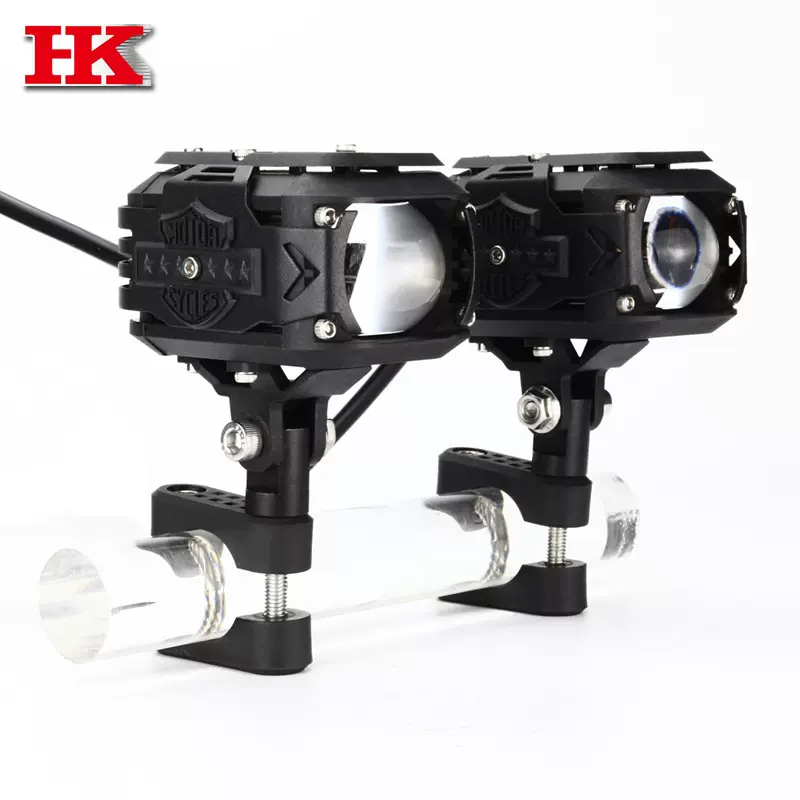 定制摩托车射灯LED蓝恶魔眼射灯大灯远近光越野车改装摩托车大灯