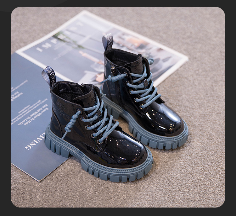 Botas martin para meninas 2023 primavera e outono novos meninos dois sapatos de inverno de algodão botas de couro mais botas curtas de lã_voghion.com