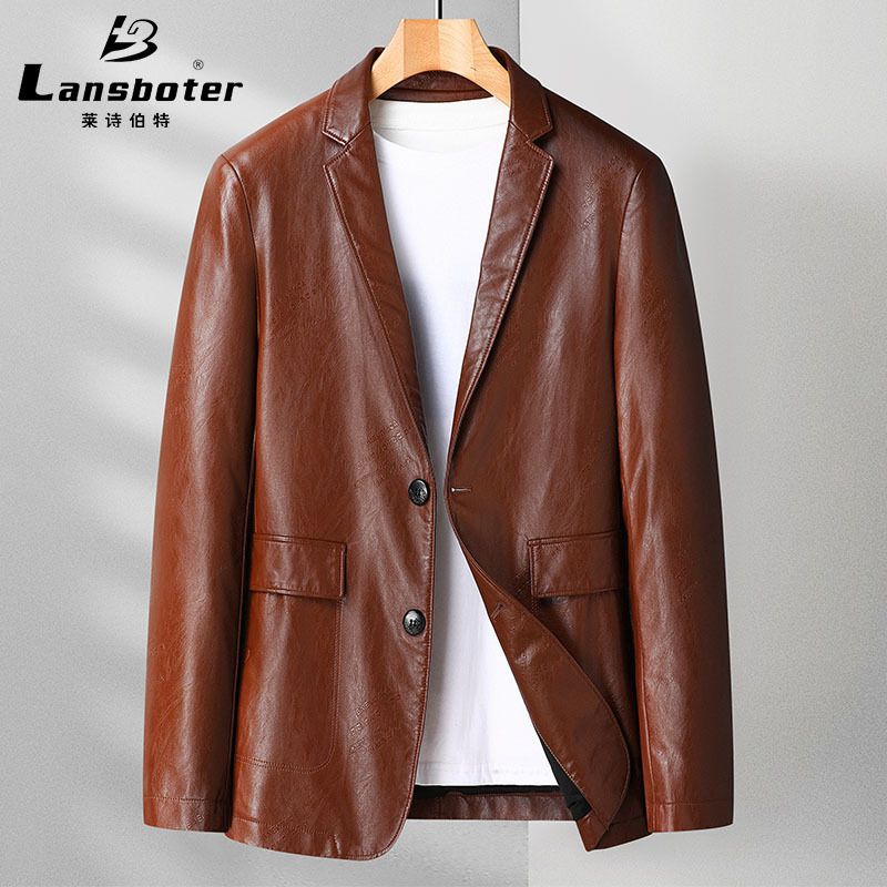 Lechbert embossed leather suit men's spr...