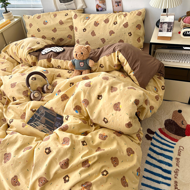 Cama de cuatro piezas de madres y bebés de clase A sábanas de algodón cubierta cama de dormitorio de estudiantes de tres piezas de cama