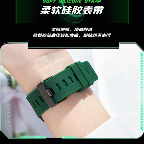 Square minimalist casual couple's watch with fashionable silicone band, unisex version, trendy quartz watch for students