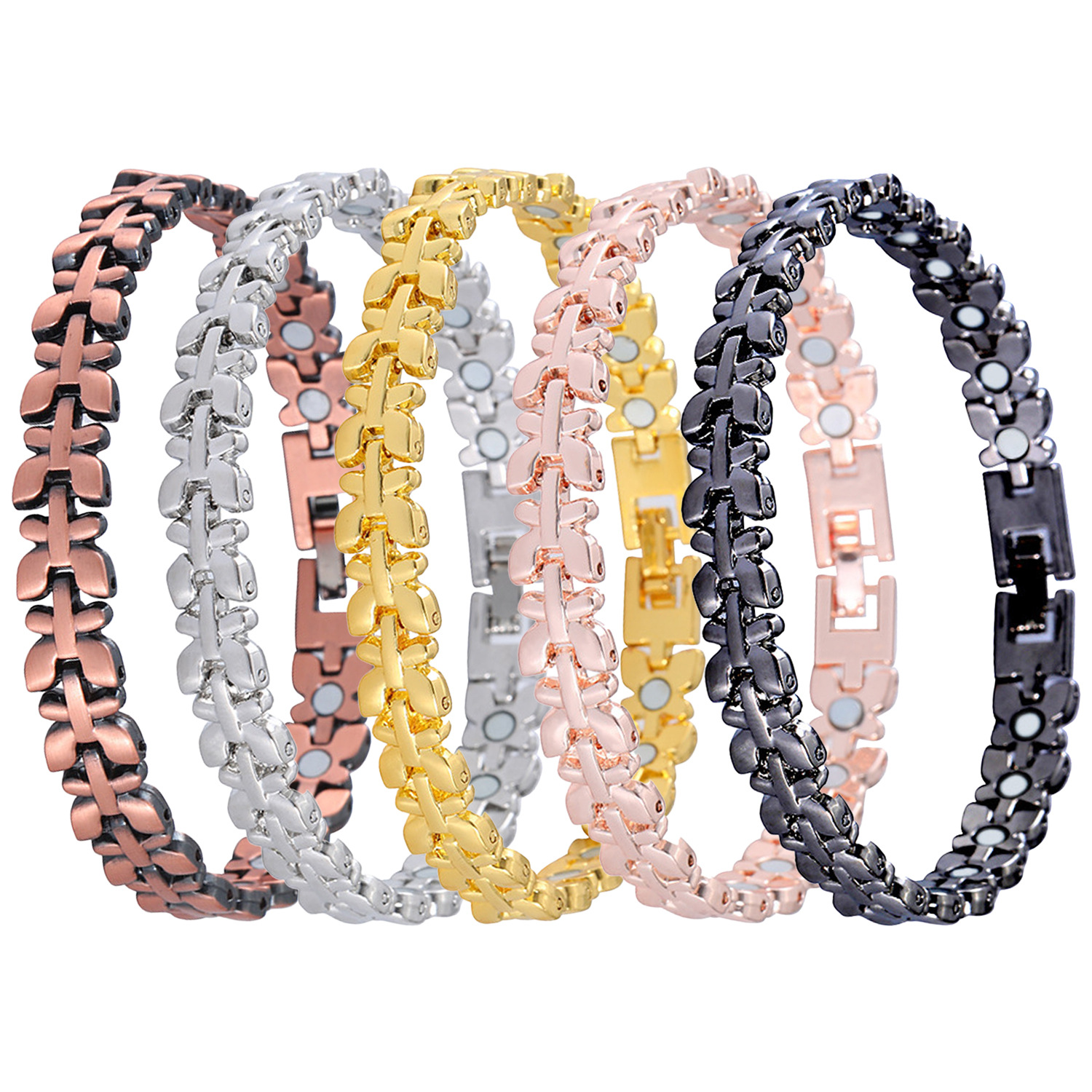 European and American Cross-Border Popular Creative Full Magnet Hand Jewelry Female Butterfly Four-Leaf Clover Adjustable Couple Bracelet Bracelet