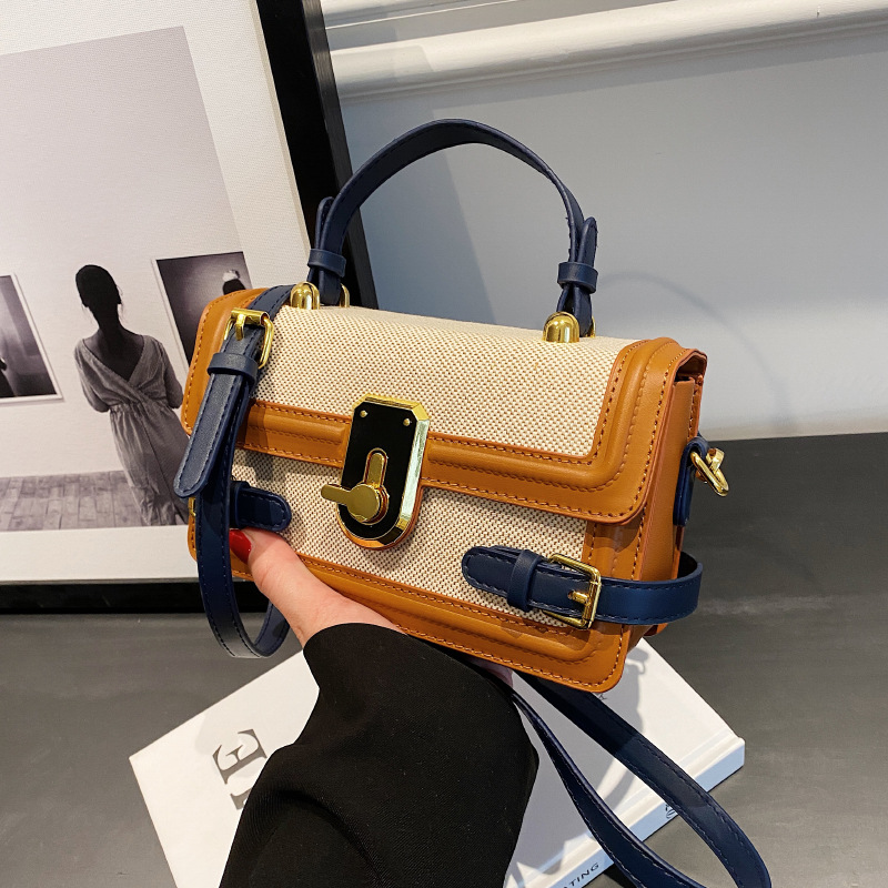 Bolso bandolera de alta gama con diseño de nicho, multicolor, de moda, con bloques de color, pequeño y cuadrado, con múltiples bolsillos para mujer.