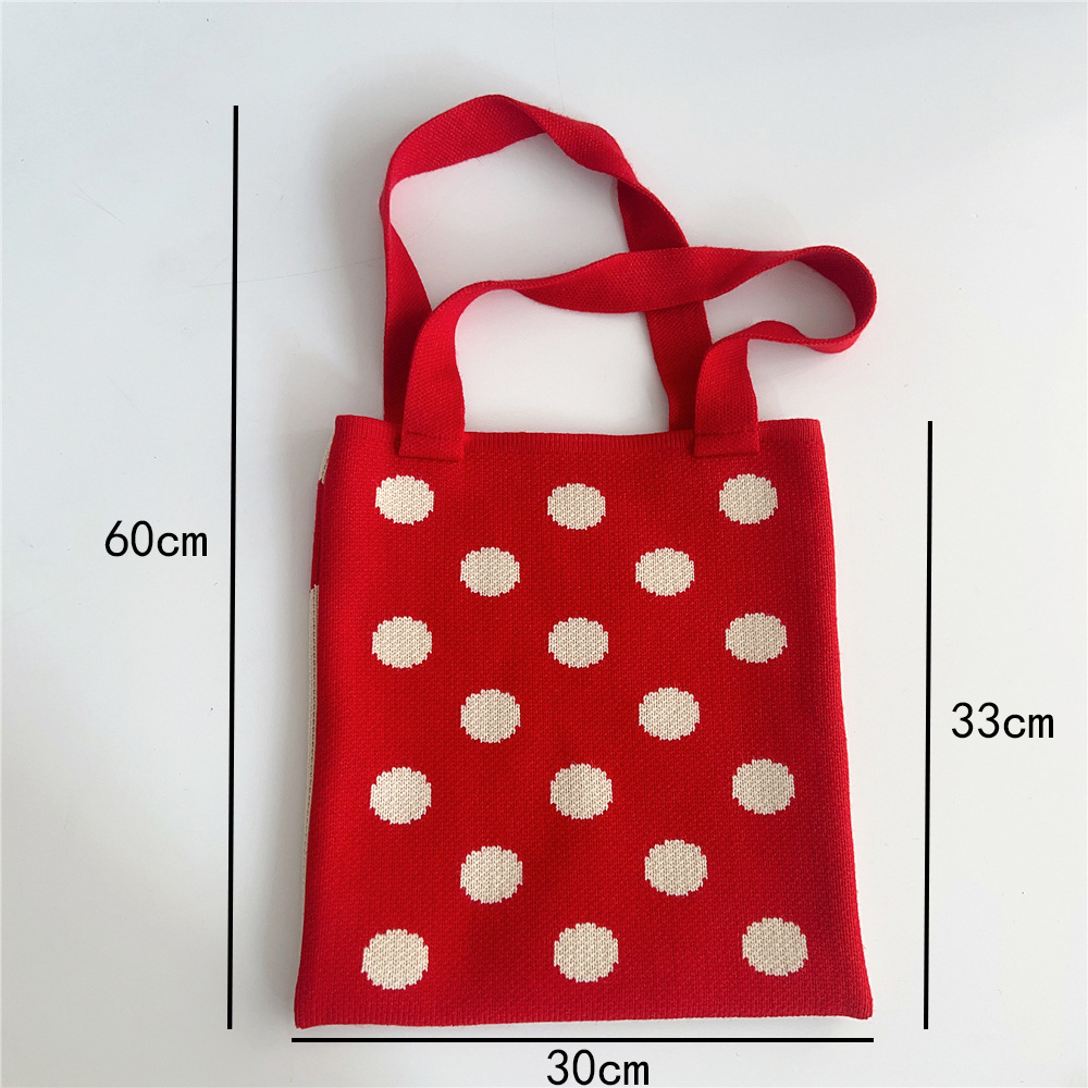 Women's Medium Knit Polka Dots Vintage Style Classic Style Square Open Shoulder Bag display picture 1