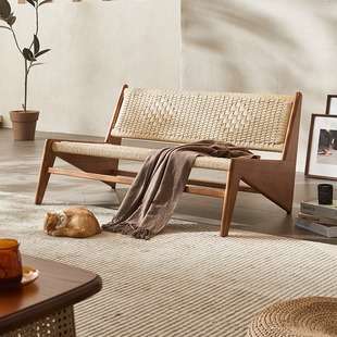 Rattan Chair double mid-ancient rattan chair Nordic chandigar chair modern B & B leisure chair silent wind rope chair