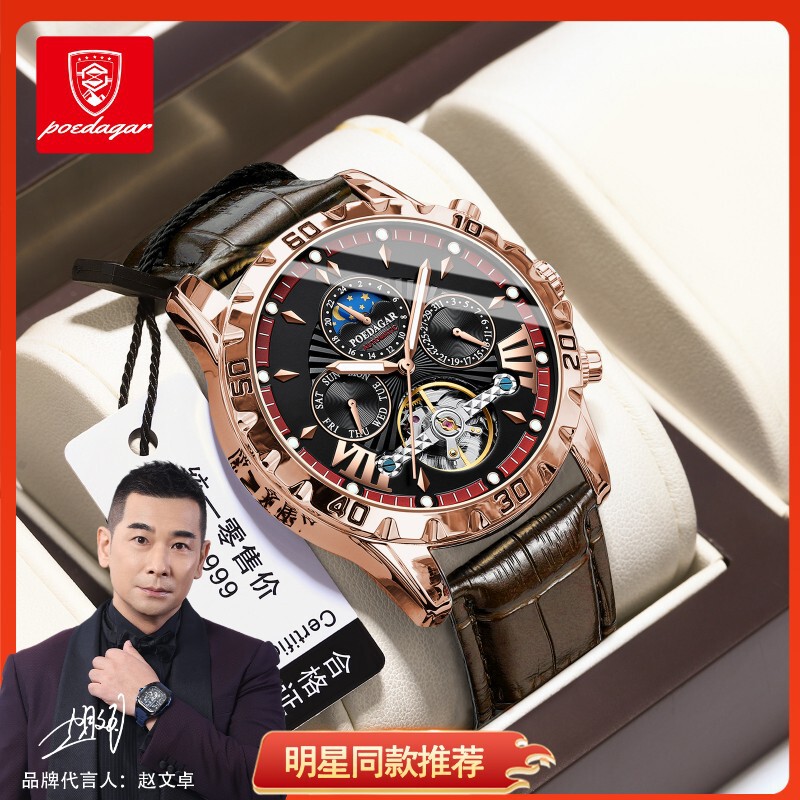 Swiss brand new men's watches fashion luxury automatic mechanical watches live foreign trade explosions a generation of hair