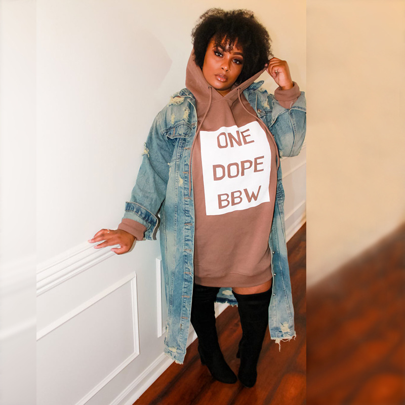21027 Amazon Cross-border Independent Station Sweater Letter Printing Fashion Casual Large Size Women's Dress