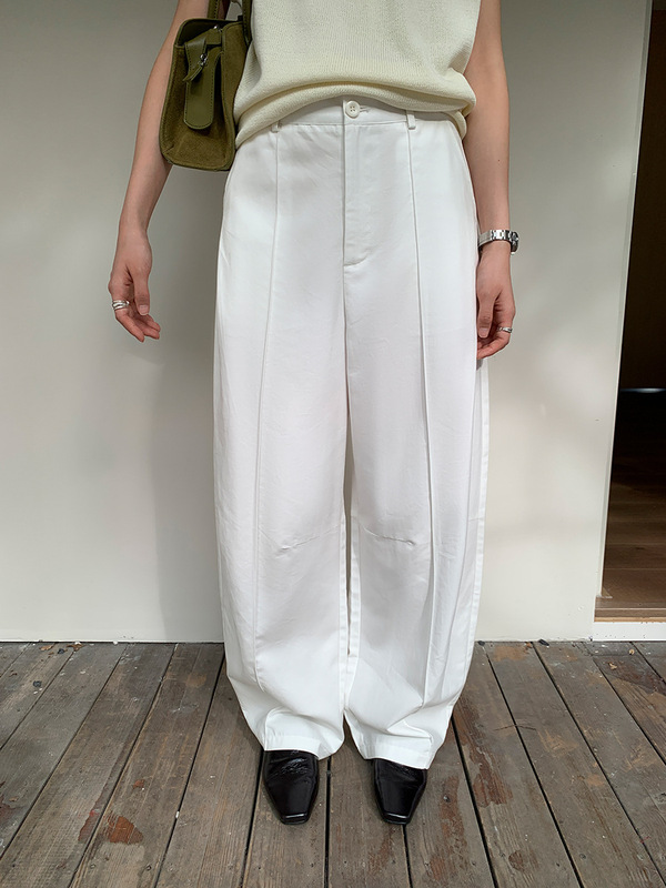 广州十三行2025秋韩系天丝高腰压褶立体剪裁直筒休闲长裤女02711|undefined