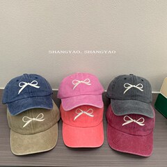 Children's hat vintage washed worn butterfly embroidery baseball cap spring and autumn leisure matchable personalized duckbill cap trendy