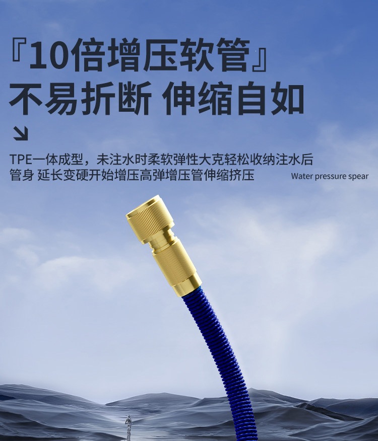 Suitable for car wash water guns, high-pressure nozzles, household faucets, retractable water pipes, flexible hoses, explosion-proof, powerful for washing floors and vehicles