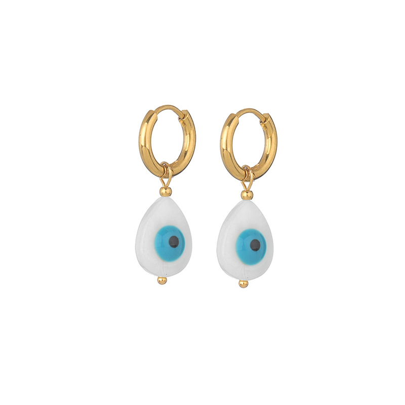 fashion five-pointed star crative eye simple earrings titanium steel earrings