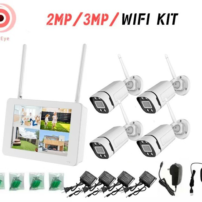 WiFi kit无线带屏监控套装显示屏WiFi NVR录像机无线监控套装
