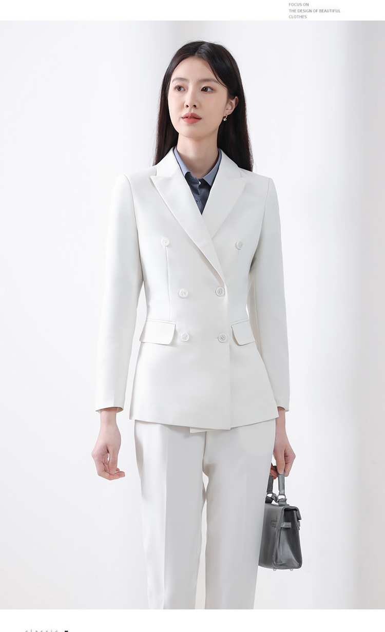 Áo vest blazer nữ hai hàng khuy dáng mỏng mùa hè, phong cách công sở cao cấp — Màu đen [quần trên] chi tiết 15