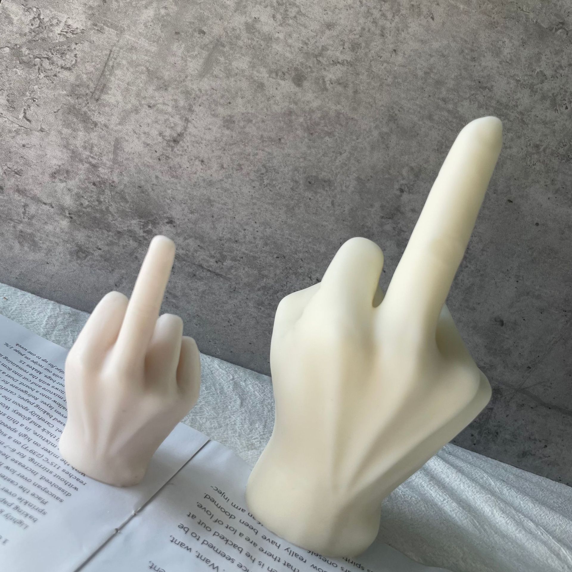 Dedo vela de silicona molde DIY dedo medio Bier gesto aromaterapia yeso decoración candelabro herramienta abrasiva