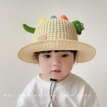 儿童草帽夏季可爱超萌卡通遮阳帽宝宝防晒帽透气薄款遮阳帽太阳帽