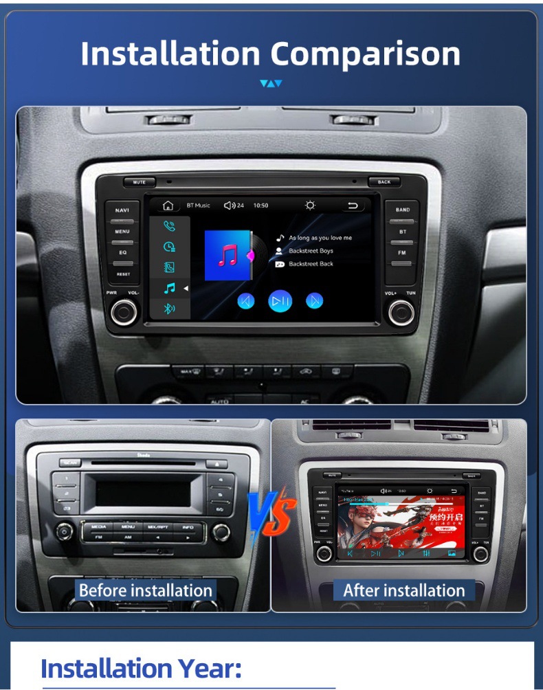 7inch Volkswagen Suitable for Skoda Octavia Mk2 A5 In-Car Central Control Large Screen Navigation Carplay Player