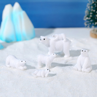 New Polar Bear Cute Big White Bear Family Doll Ornaments Micro Landscape Fleshy Flower Potted Cake Decoration Landscaping