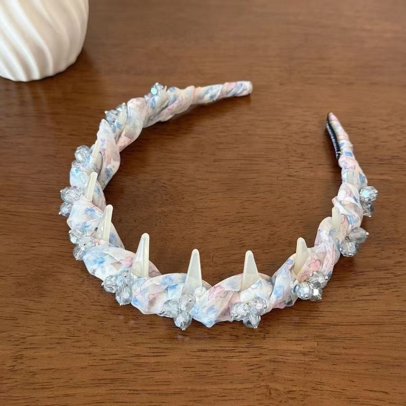 新款网纱水钻波浪高颅顶发箍女带齿防滑碎发洗脸头箍压发发卡发窟|undefined