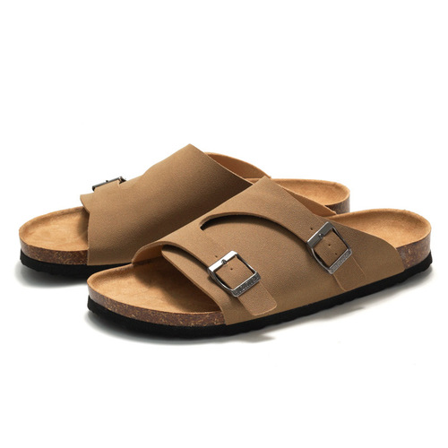 Intelligent Summer New Soft Cork Slippers for Men and Women Couple Student Beach Shoes Outerwear Leather Cross-border Water Pine