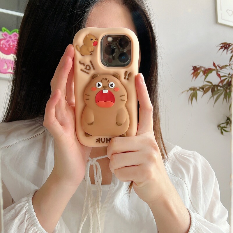 Bracket Groundhog Cartoon Cute Bracket Suitable for Apple 16Promax Mobile Phone Case Iphone13 New 15P