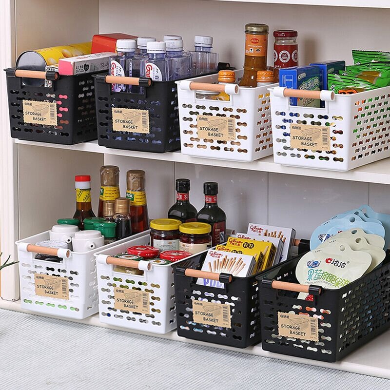Desktop Snack Storage Basket Hollow Storage Basket Portable Rectangular Plastic Frame Storage Grocery Box Basket Basket