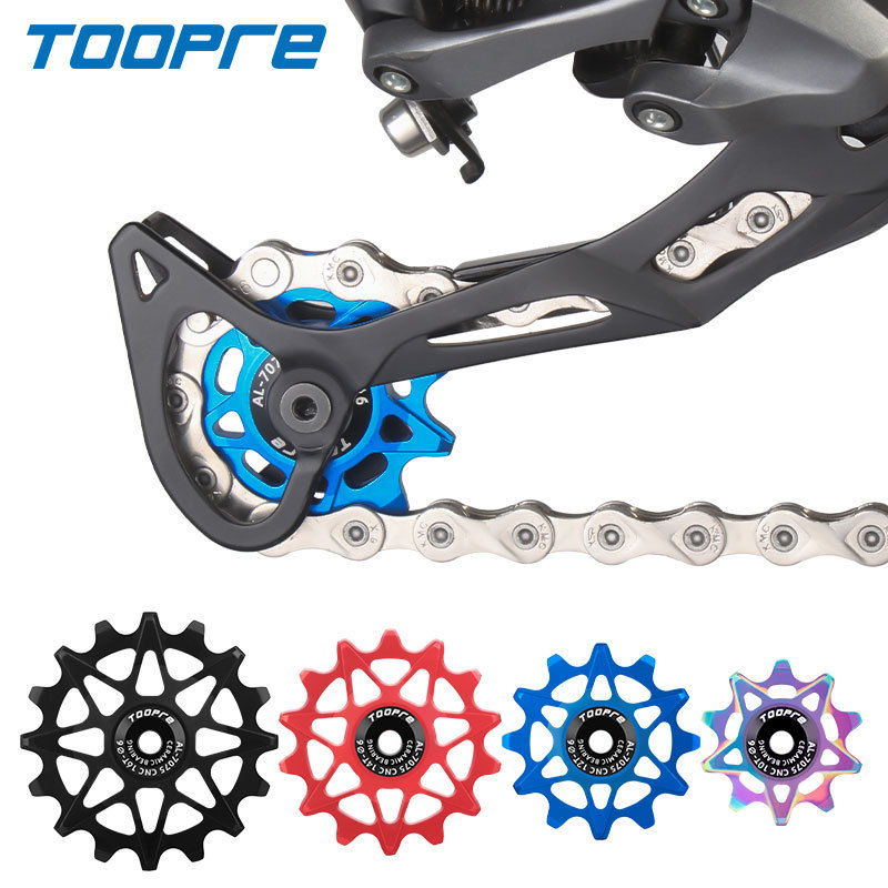 Toopre Bicycle Positive and Negative Tooth Rear Derailleur Guide Wheel 10T12T14T16T Road Bike Aluminum Alloy Ceramic Bearing Toopre Bicycle Positive and Negative Tooth Rear Derailleur Guide Wheel 10T12T14T16T Road Bike Aluminum Alloy Ceramic Bearing