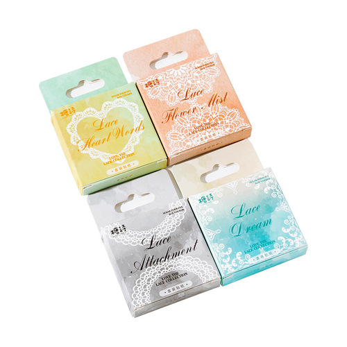 Sugar Poetry PET Boxed Stickers Lianlian Lace Series Special Shaped Lace Handbag Decoration Material Stickers 45 pieces included