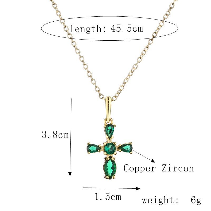 Lady Cross Copper Gold Plated Zircon Pendant Necklace 1 Piece